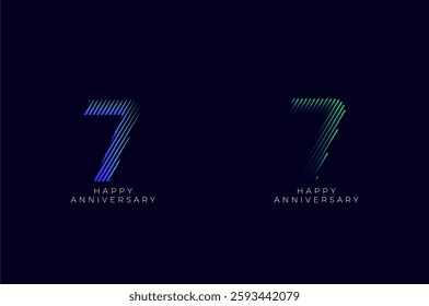 Dioagonal Line Stripes Speed Gradient Colorful 7th, 7th Happy Anniversary with diagonal Line movement,Tech, Line pattern concept.