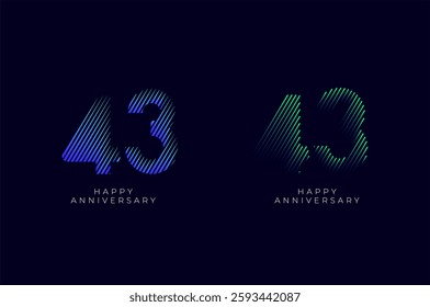 Dioagonal Line Stripes Speed Gradient Colorful 43th, 43th Happy Anniversary with diagonal Line movement,Tech, Line pattern concept.