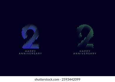 Dioagonal Line Stripes Speed Gradient Colorful 2nd, 2nd Happy Anniversary with diagonal Line movement,Tech, Line pattern concept.