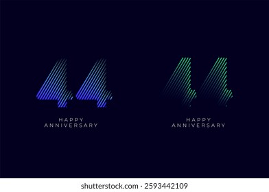 Dioagonal Line Stripes Speed Gradient Colorful 44th, 44th Happy Anniversary with diagonal Line movement,Tech, Line pattern concept.