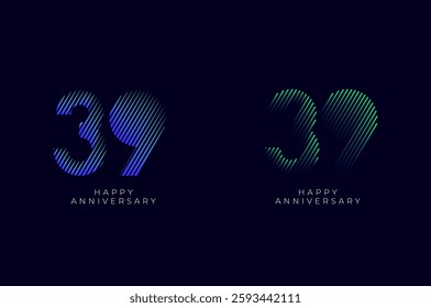 Dioagonal Line Stripes Speed Gradient Colorful 39th, 39th Happy Anniversary with diagonal Line movement,Tech, Line pattern concept.