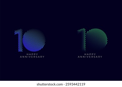 Dioagonal Line Stripes Speed Gradient Colorful 10th, 10th Happy Anniversary with diagonal Line movement,Tech, Line pattern concept.