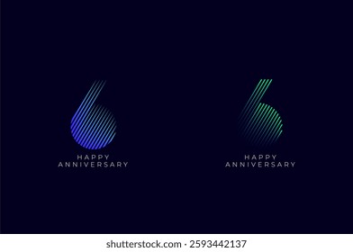 Dioagonal Line Stripes Speed Gradient Colorful 6th, 6th Happy Anniversary with diagonal Line movement,Tech, Line pattern concept.