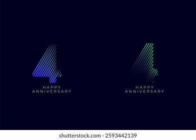 Dioagonal Line Stripes Speed Gradient Colorful 4th, 4th Happy Anniversary with diagonal Line movement,Tech, Line pattern concept.