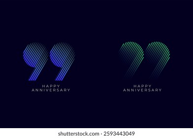 Dioagonal Line Stripes Speed Gradient Colorful 99th, 99th Happy Anniversary with diagonal Line movement,Tech, Line pattern concept.