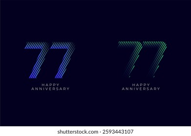 Dioagonal Line Stripes Speed Gradient Colorful 77th, 77th Happy Anniversary with diagonal Line movement,Tech, Line pattern concept.