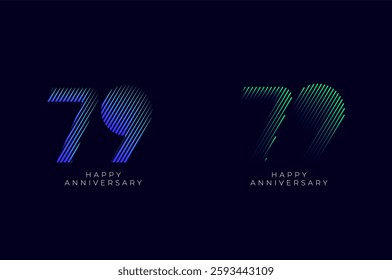 Dioagonal Line Stripes Speed Gradient Colorful 79th, 79th Happy Anniversary with diagonal Line movement,Tech, Line pattern concept.