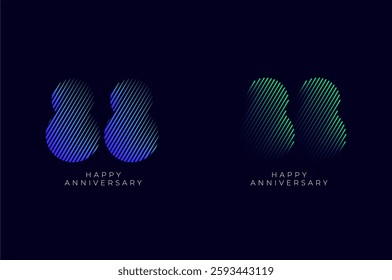 Dioagonal Line Stripes Speed Gradient Colorful 88th, 88th Happy Anniversary with diagonal Line movement,Tech, Line pattern concept.