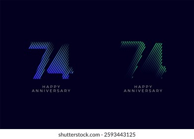 Dioagonal Line Stripes Speed Gradient Colorful 74th, 74th Happy Anniversary with diagonal Line movement,Tech, Line pattern concept.