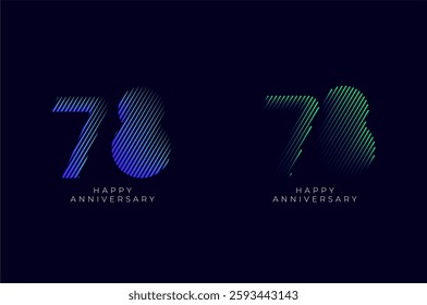 Dioagonal Line Stripes Speed Gradient Colorful 78th, 78th Happy Anniversary with diagonal Line movement,Tech, Line pattern concept.