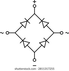 Diode bridge icon. Bridge rectifier circuit sign. Electronic diode bridge circuit symbol. flat style.