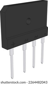 Diode Bridge Rectifier 3D Vacter. Used for rectifying an alternating current into a direct current or pulsating current.