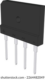 Diode Bridge Rectifier 3D Vacter. Used for rectifying an alternating current into a direct current or pulsating current.