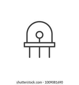 Diode, led line icon, outline vector sign, linear style pictogram isolated on white. Symbol, logo illustration. Editable stroke