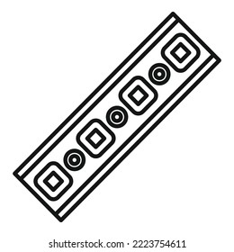 Vector de contorno del icono de la luz de la banda guiada por diodo. Chip smd. Cinta de banda