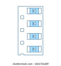 Diode Smd Component Tape Icon. Thin Line With Blue Fill Design. Vector Illustration.