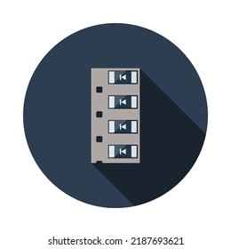 Icono De Cinta De Componentes De Diodo Smd. Diseño De Esténcil De Círculo Plano Con Sombra Larga. Ilustración vectorial.
