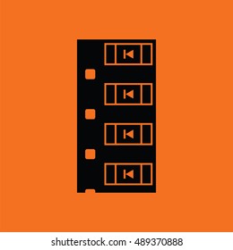 Diode smd component tape icon. Orange background with black. Vector illustration.