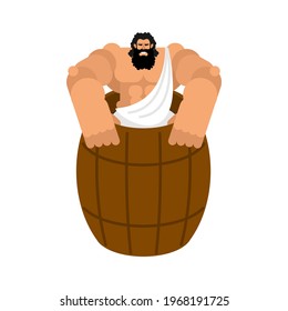Diogenes in barrel. ancient greek philosopher