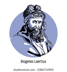 Diogenes of Laertes was a late antique historian of philosophy who lived presumably in the 2nd-3rd centuries. Hand drawn vector illustration.