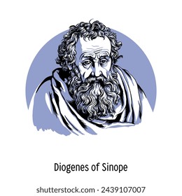 Diogenes of Sinope - ancient Greek philosopher. Hand drawn vector illustration