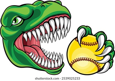 A dionosaur animal softball sports team cartoon mascot