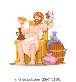 Dionysus Greek God Cartoon Character Illustration Vector