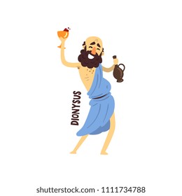Dionysus Olympian Greek God, ancient Greece mythology character vector Illustration on a white background