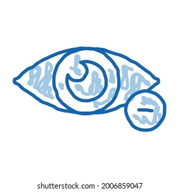 Diopter Myopia Eye Vision sketch icon vector. Hand drawn blue doodle line art Eye With Minus Mark Concept Linear Pictogram. Eyesight Problem Clinic Aid sign. isolated symbol illustration