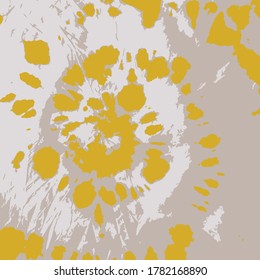 Dip Dyed Twist Vector. Bohemia Art. Beige Spiral Patterns. Gold Watercolor Sparkling. Yellow Tie Die. Yellow Tie Dye Vector. Hypnotic Swirl.