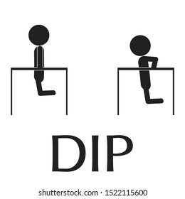 Dip exercise vector pictogram, isolated simple icon.