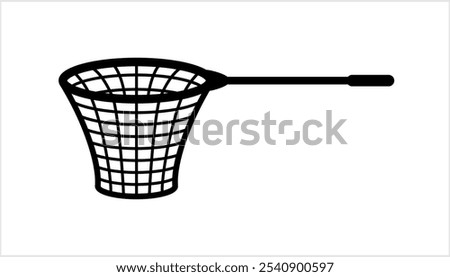 Dip Net Icon, Hand Net Icon, Scoop Net, A Handheld Net Or Mesh Bag On A Long Handle For Scooping Fish, Butterfly, Insect Vector Art Illustration