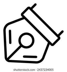 Dip nib pen icon outline vector. Handwriting utensil. Metallic sketching pencil