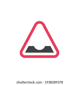Dip road warning sign flat icon, vector sign, colorful pictogram isolated on white. Symbol, logo illustration. Flat style design