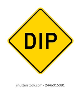 Dip warning road sign isolated on white background