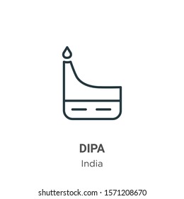 Dipa outline vector icon. Thin line black dipa icon, flat vector simple element illustration from editable india concept isolated on white background