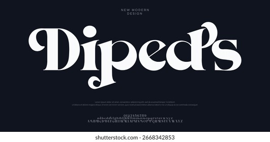 Dipeds Modern abstract digital tech font. Logo creative font, type, technology, movie, digital, music, movie. Font and illustration in vector format.