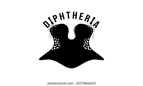 Diphtheria emblem, black isolated silhouette throat