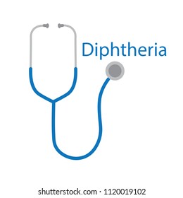 Diphtheria word and stethoscope icon- vector illustration