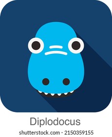 Diplodocus Dinosaur animal face flat design