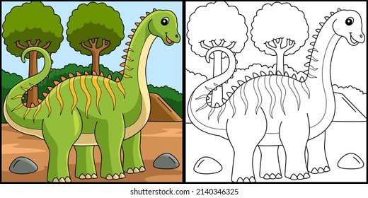 Diplodocus Dinosaur Coloring Page Illustration