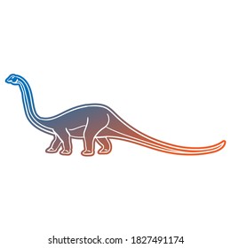 Diplodocus Dinosaur Vector illustration, Silhouette Design doodle style. Prehistoric Animal Graphic.