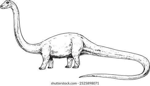 Diplodocus - hand drawn vector dinosaur illustration