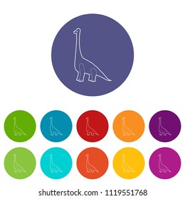 Diplodocus icons color set vector for any web design on white background