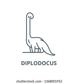 Diplodocus line icon, vector. Diplodocus outline sign, concept symbol, flat illustration