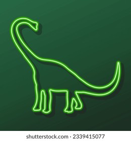 diplodocus neon sign, modern glowing banner design, colorful modern design trends on black background. Vector illustration.