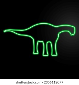 diplodocus neon sign, modern glowing banner design, colorful modern design trend on black background. Vector illustration.