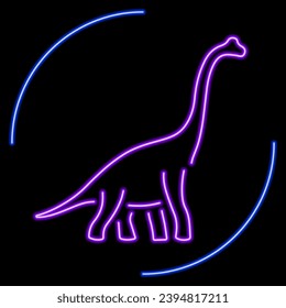 diplodocus neon sign, modern glowing banner design, colorful modern design trends on black background. Vector illustration.