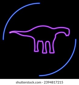 diplodocus neon sign, modern glowing banner design, colorful modern design trends on black background. Vector illustration.