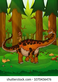 Diplodocus on the background of a forest.